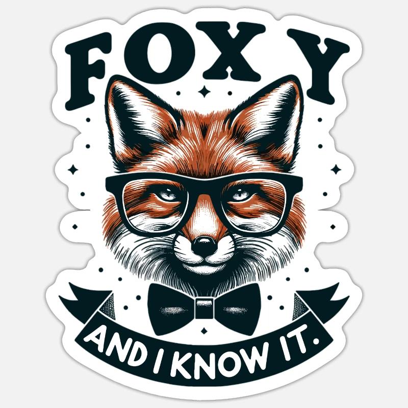Nœud papillon Foxy Nerd - Sticker taille S (10 x 10 cm) - blanc mat