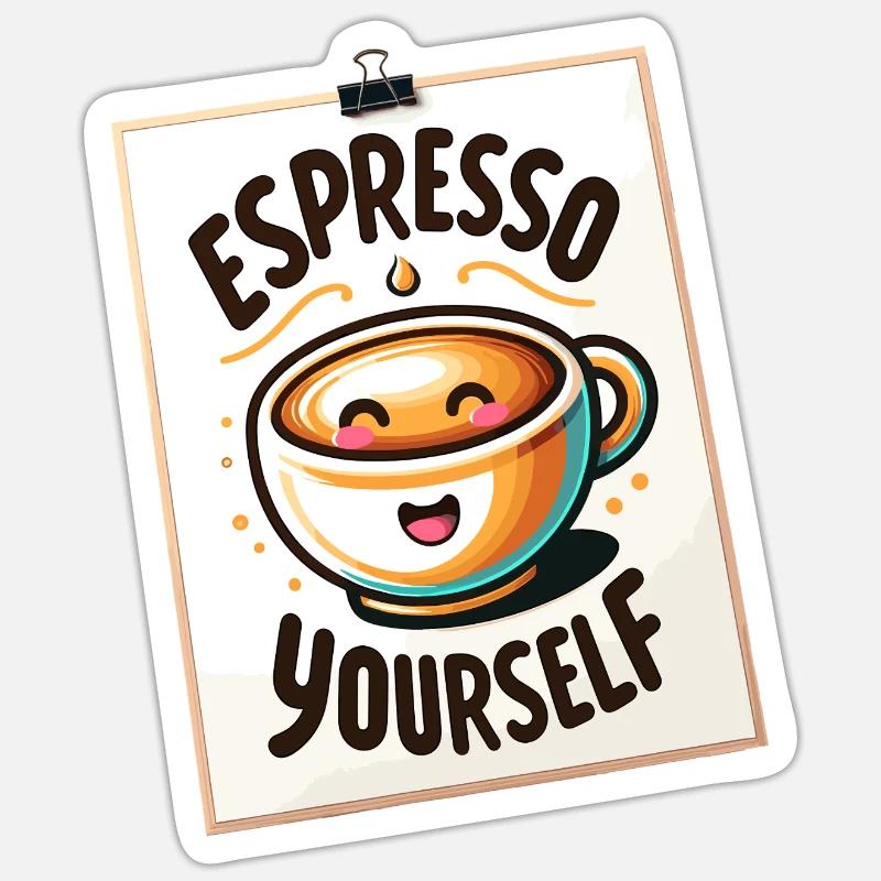 Espresso Yourself Coffee Design - Sticker taille S (10 x 10 cm) - blanc mat