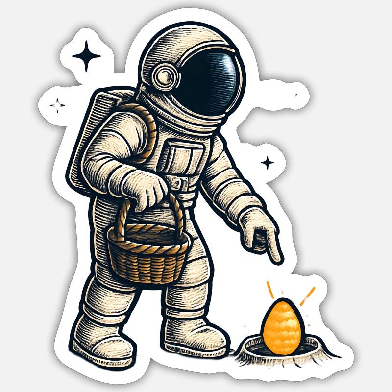 Exploration des œufs d’astronaute - Sticker taille S (10 x 10 cm) - blanc mat