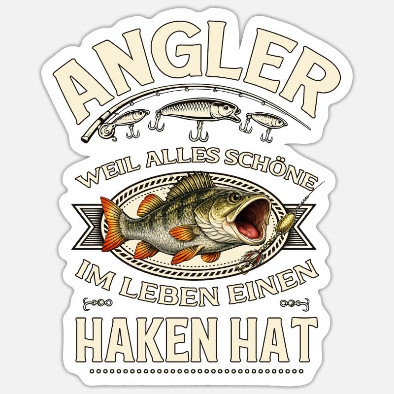 Angeln Geschenk Mann Angler Geschenkidee  - Sticker Größe S (10 x 10 cm) - Mattweiß