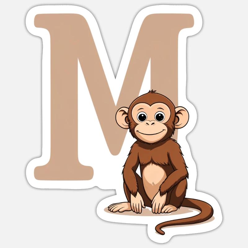 MonkeyM Design mit Großbuchstabe M - Sticker Größe S (10 x 10 cm) - Mattweiß