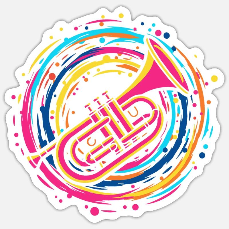 Trompeter - Sticker Größe S (10 x 10 cm) - Mattweiß
