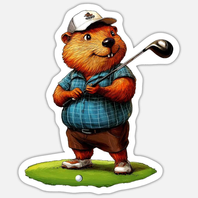 Beaver Golf - Sticker taille S (10 x 10 cm) - blanc mat