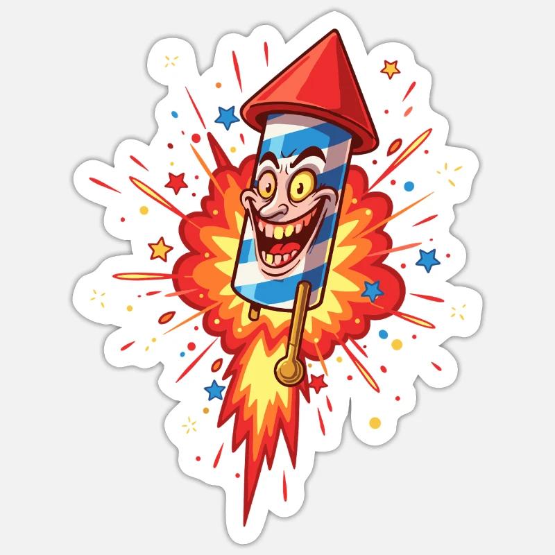 Laughing Rocket Cartoon Explosion - Sticker size S (10 x 10 cm) - white matte