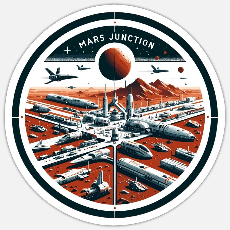Mars Junction Raumhafen Patch - Sticker Größe S (10 x 10 cm) - Mattweiß