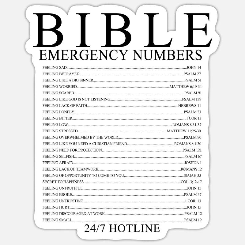 Bibel-Notfallzahlen Christliches Glaubensdesign - Sticker Größe S (10 x 10 cm) - Mattweiß