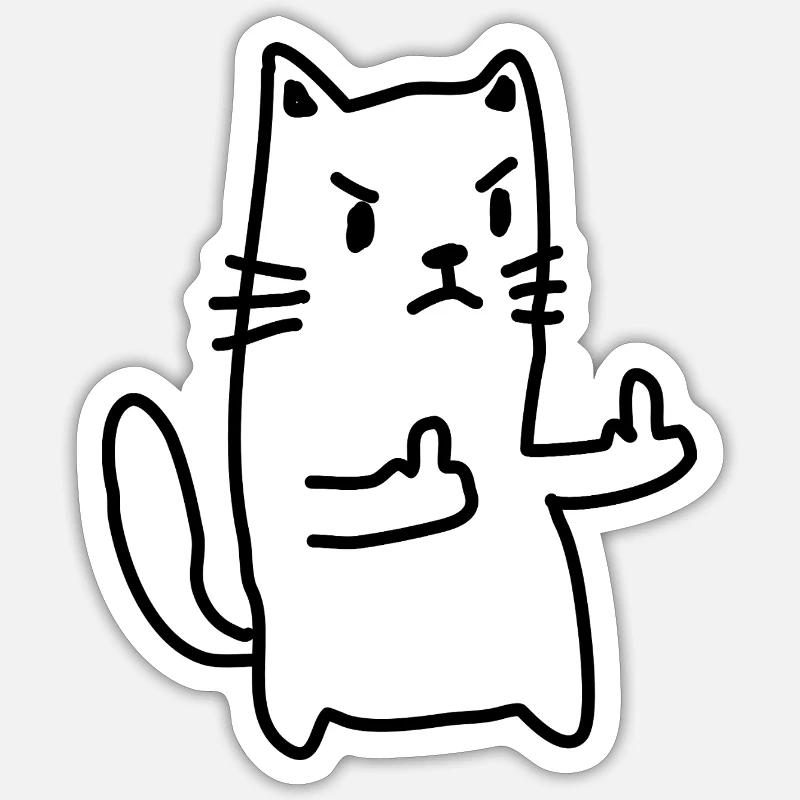 Doigt d’honneur du chat - Sticker taille S (10 x 10 cm) - blanc mat