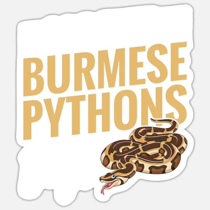 Burmesischer Python-Stoff Reptilien-Foos-Schlangenbesitzer - Sticker Größe S (10 x 10 cm) - Mattweiß
