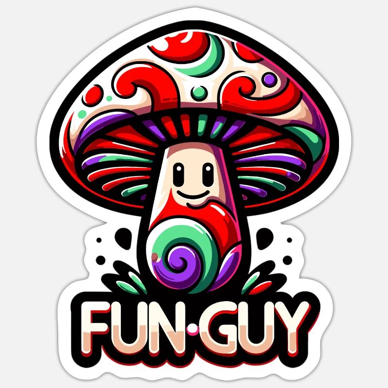 Psychedelic Mushroom Fun Guy Sticker size S (10 x 10 cm)