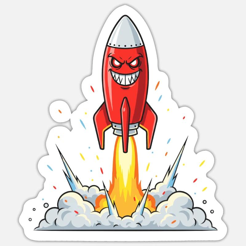 Angry Rocket Comic Character - Sticker size S (10 x 10 cm) - white matte