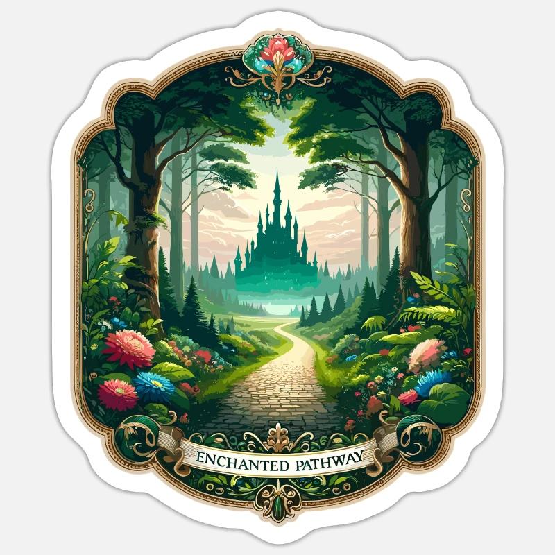 Enchanted path to the castle - Sticker size S (10 x 10 cm) - white matte