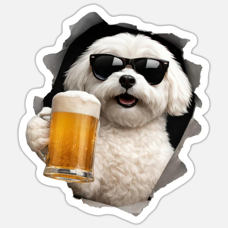 Maltesisches Bier - Sticker Größe S (10 x 10 cm) - Mattweiß