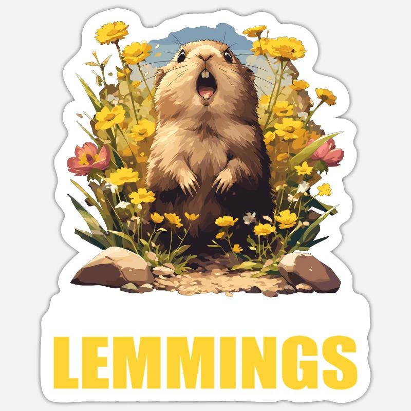 Lemminge Lemming - Sticker Größe S (10 x 10 cm) - Mattweiß