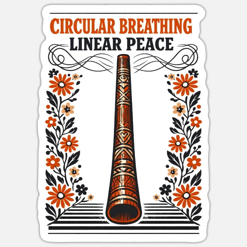 Respiration circulaire, paix intérieure | Didgeridoo - Sticker taille S (10 x 10 cm) - blanc mat