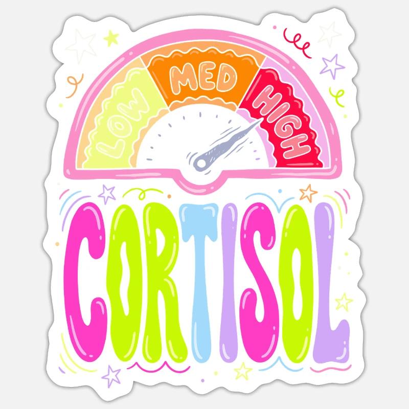 Cortisol Pegel Dashboard - Sticker Größe S (10 x 10 cm) - Mattweiß