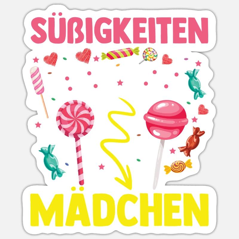 Fille mignonne gourmande par les sucreries - Sticker taille S (10 x 10 cm) - blanc mat