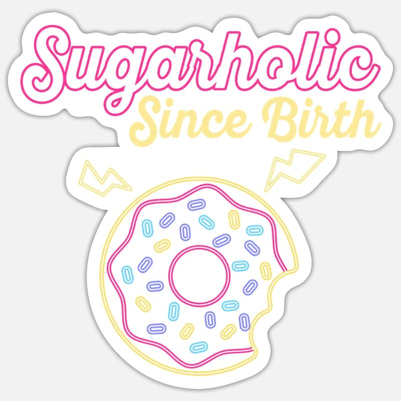 Neon Sugar Donut seit Geburt - Sticker Größe S (10 x 10 cm) - Mattweiß