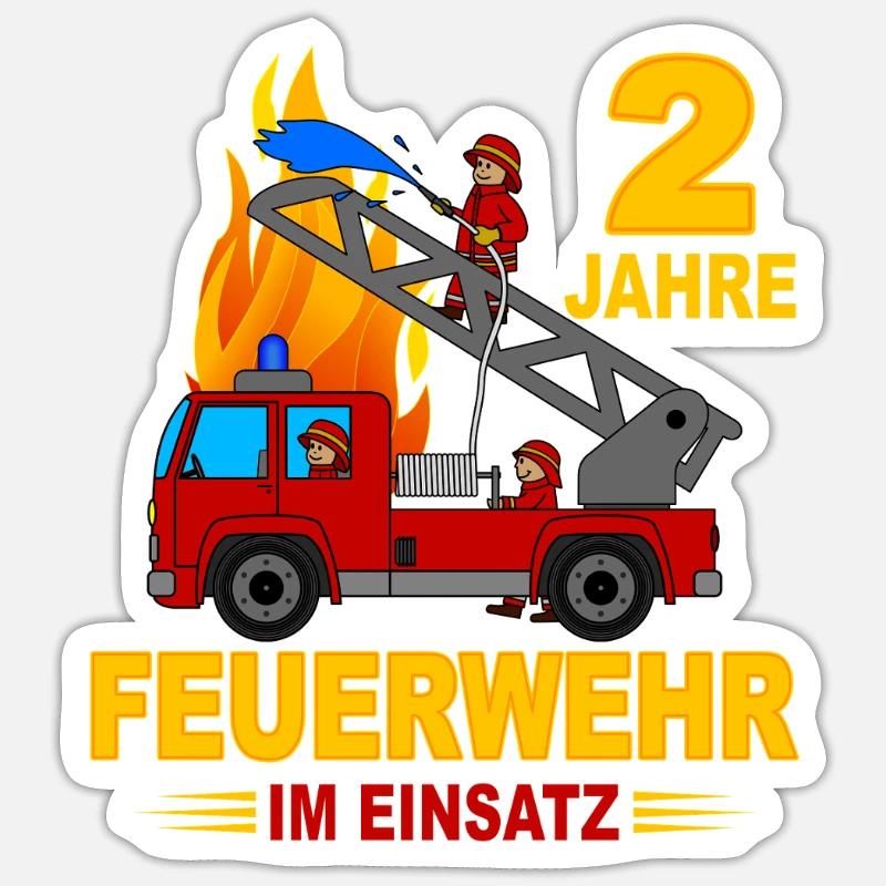 Fire brigade in action 2 years - Sticker size S (10 x 10 cm) - white matte