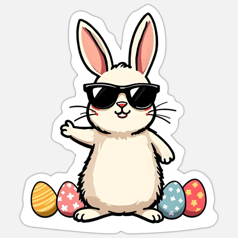 Funny Easter Bunny - Sticker size S (10 x 10 cm) - white matte
