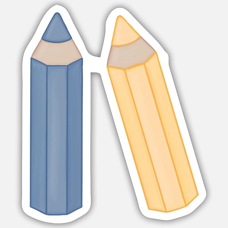 Illustration Duo de crayons de couleur Crayons de couleur Sticker taille S (10 x 10 cm)