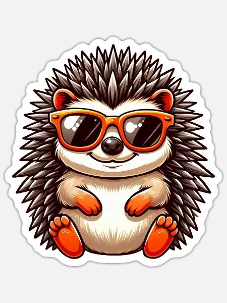 Igel Mit Sonnenbrille Igel Sarkasmus Tierliebhaber - Sticker Größe S (10 x 10 cm) - Mattweiß