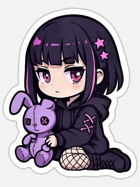 Goth Bunny Horror Rabbit Gothic Gruselig Gruselig - Sticker Größe S (10 x 10 cm) - Mattweiß