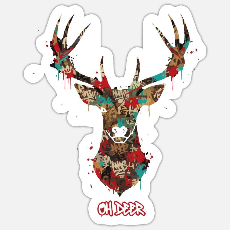 Deer Graffiti - Sticker size S (10 x 10 cm) - white matte