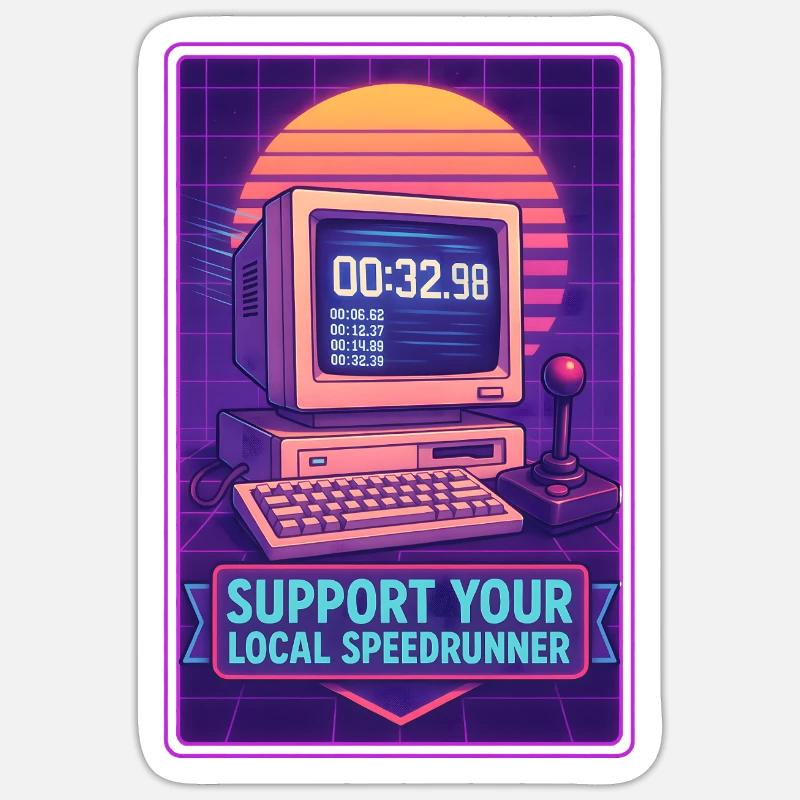 Support Speedrunners | Retro Gaming Timer - Sticker size S (10 x 10 cm) - white matte