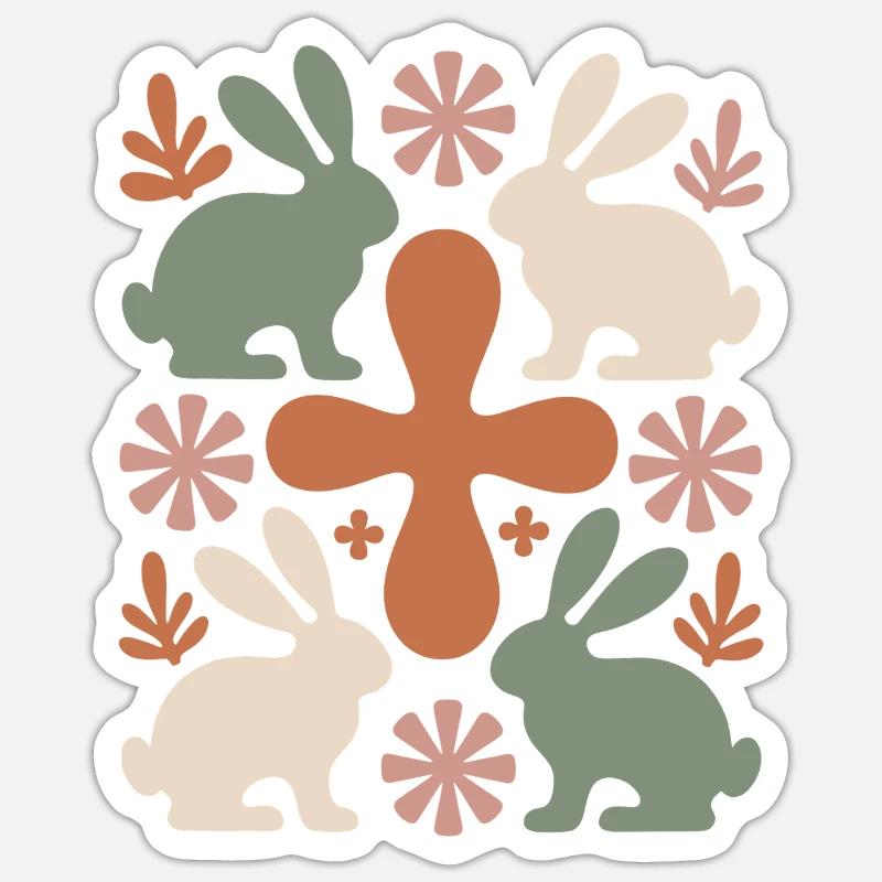 Easter Bunny Cross Pattern - Sticker size S (10 x 10 cm) - white matte