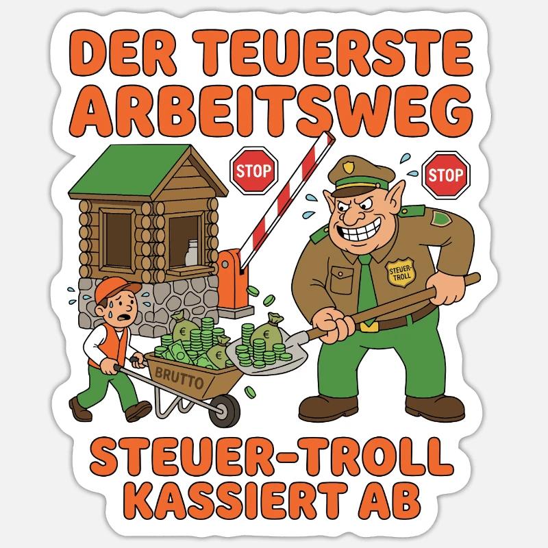 Der Teuerste Arbeitsweg - Sticker Größe S (10 x 10 cm) - Mattweiß