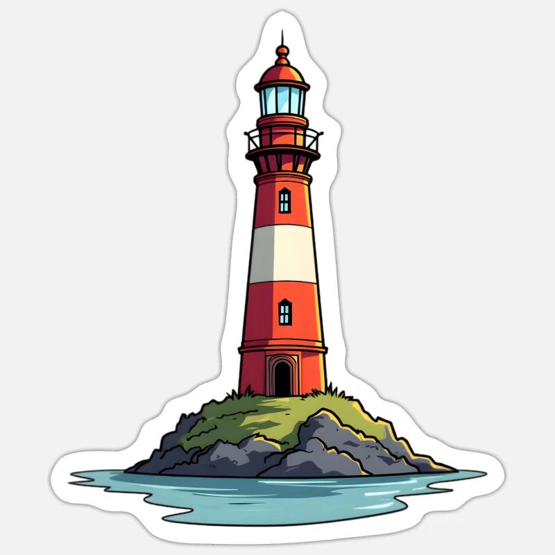 Leuchtturm - Sticker Größe S (10 x 10 cm) - Mattweiß