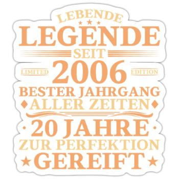 2006 Vintage Born 20 Years Birthday - Sticker size S (10 x 10 cm) - white matte - Front