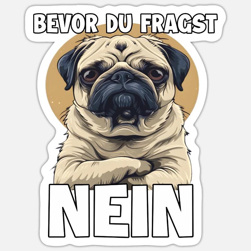 Mops Hundehalter Geschenk süßes Mops Gassi T Sticker Größe S (10 x 10 cm)