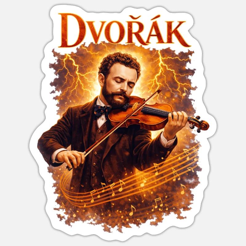 Dvorak Violin in Fire - Sticker size S (10 x 10 cm) - white matte