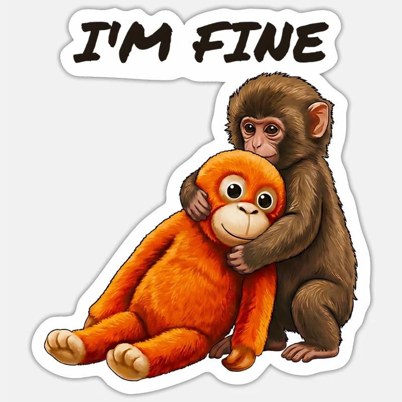 Bébé Singe Punch Meme - Sticker taille S (10 x 10 cm) - blanc mat