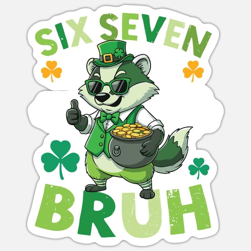 Raton laveur de la Saint-Patrick - Sticker taille S (10 x 10 cm) - blanc mat