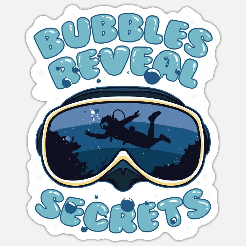 Divers Diving Bubbles Reveal Secrets Sticker size S (10 x 10 cm)