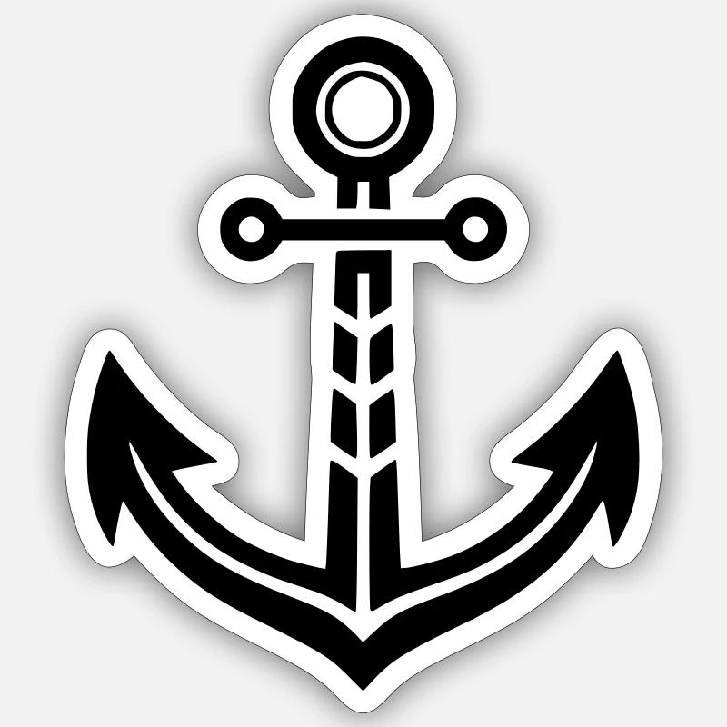 Moderner Anker Grafik – Maritimer Style Nordsee Sticker Größe S (10 x 10 cm)