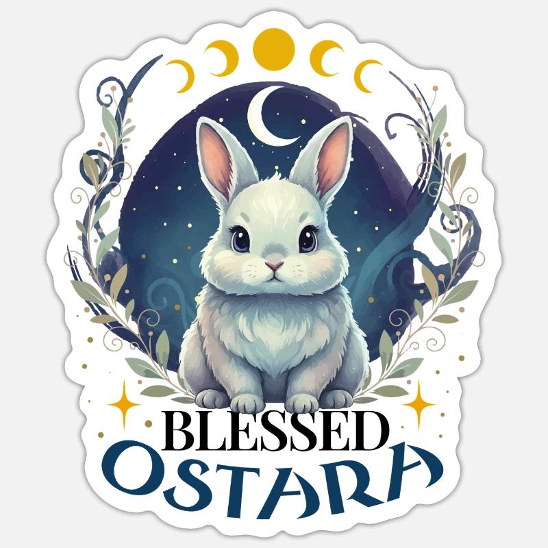 Happy Easter Ostara Rabbit Pagan - Sticker size S (10 x 10 cm) - white matte