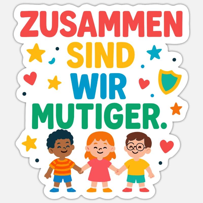 Ensemble, nous sommes plus courageux - Sticker taille S (10 x 10 cm) - blanc mat