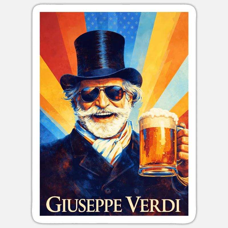 Giuseppe Verdi - Sticker Größe S (10 x 10 cm) - Mattweiß