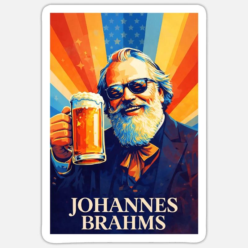 Johannes Brahms - Sticker size S (10 x 10 cm) - white matte