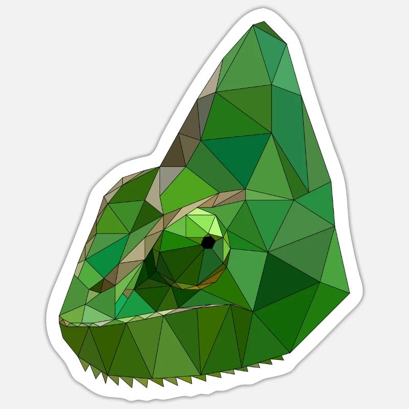 Low Poly Chameleon Geometric Art Sticker Größe S (10 x 10 cm)