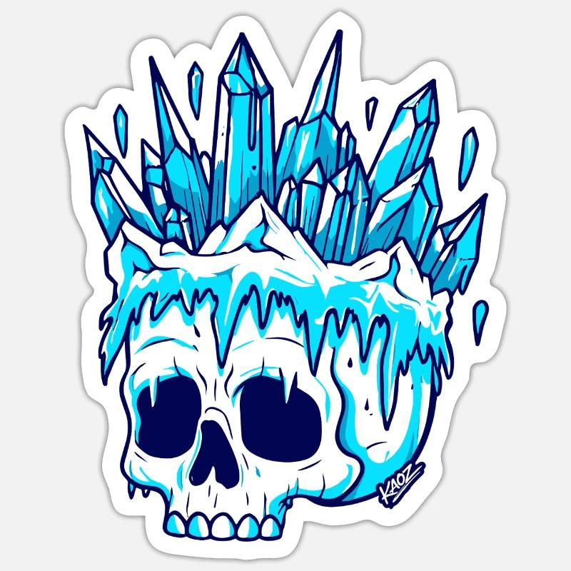 Winter Crystal Skull - Sticker size S (10 x 10 cm) - white matte
