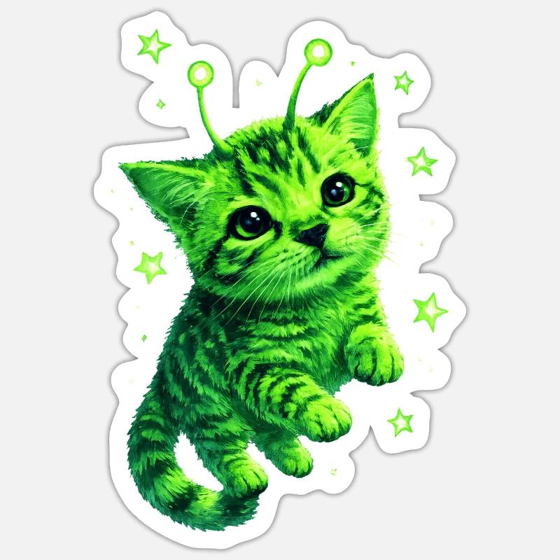 Alien Cat - Sticker size S (10 x 10 cm) - white matte