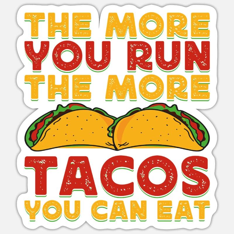 Running Run More Tacos Can Eat Marathon Runner - Sticker size S (10 x 10 cm) - white matte