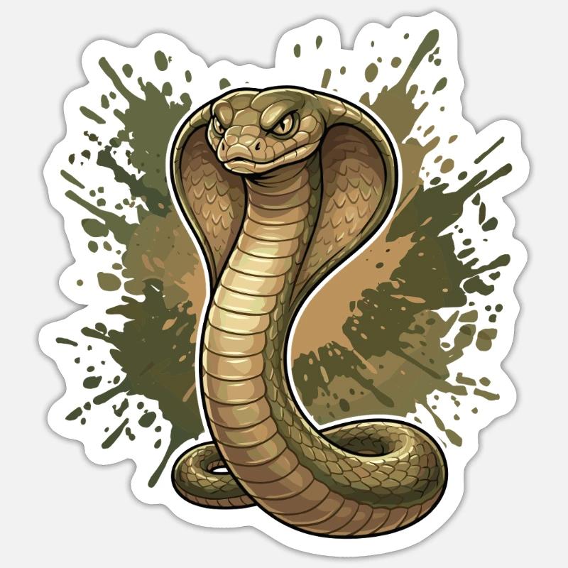 Cobra en look éclaboussé - Sticker taille S (10 x 10 cm) - blanc mat