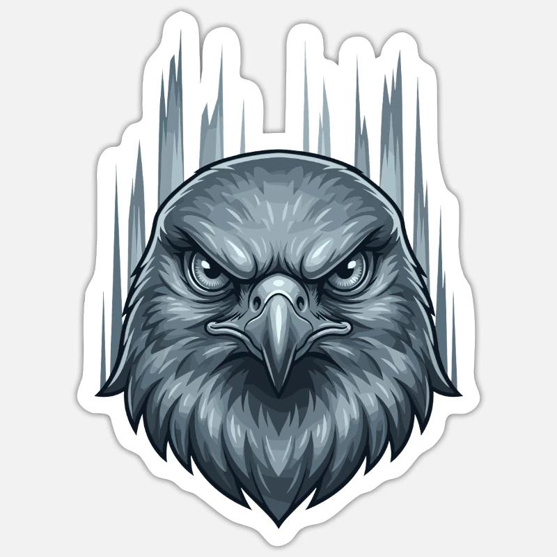 Tempête glacée Tête d’aigle - Sticker taille S (10 x 10 cm) - blanc mat