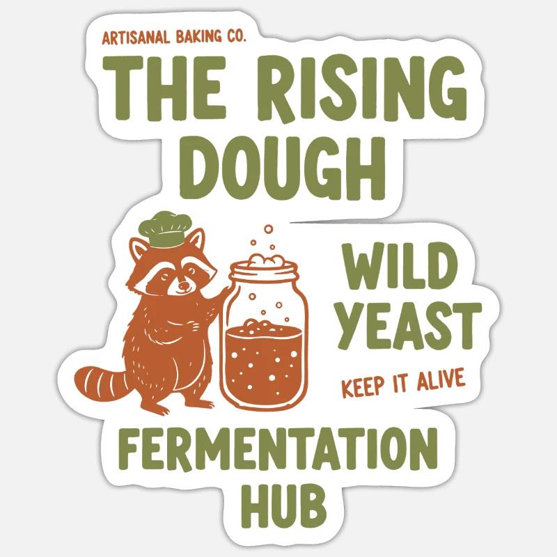 Sauerteigbrot Backbacker Wildhefe steigt auf - Sticker Größe S (10 x 10 cm) - Mattweiß