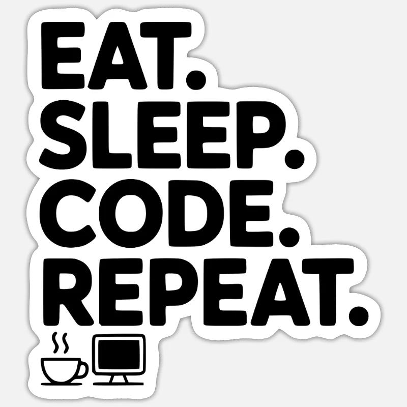 Mange. Dors. Code. Répétez. Sticker taille S (10 x 10 cm)